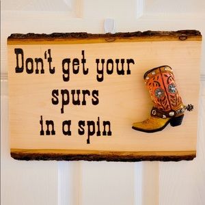 Handmade wooden spur plaque